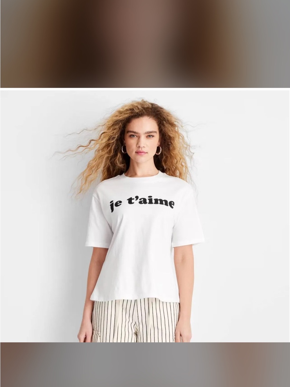 White 'je t'aime' Graphic Tee